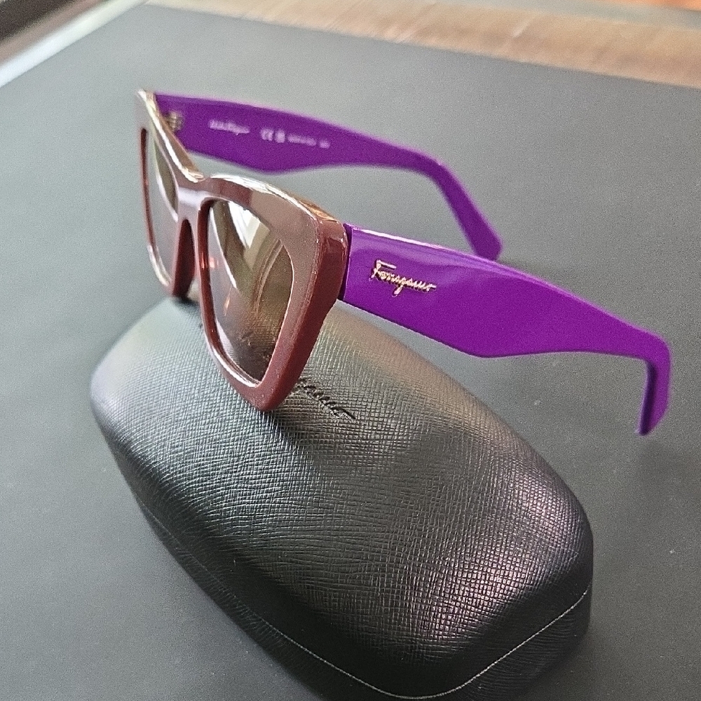 Salvatore Ferragamo Purple and Brown Sunglasses